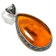 thumbnail image 2 of Natural Baltic Amber Gemstone Handmade 925 Sterling Silver Pendant 2.84", 2 of 2
