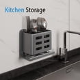 thumbnail image 4 of YESENT Grey Wall-Mounted Toothbrush Holder, Aluminum Material Shower Shaver Storage Rack, No Drilling Required, Removable Toothpaste Storage Rack, 4 of 7