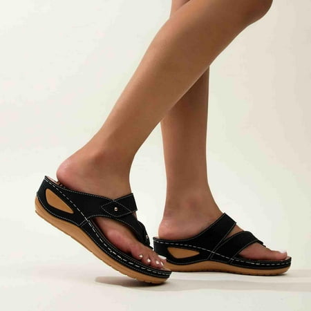 

loopsun Summer Sandals for Womens Womens Sandals Clearance Women s Lunge Massage Clamping Slippers Outwear Holiday Mules Slope Heel Sandals