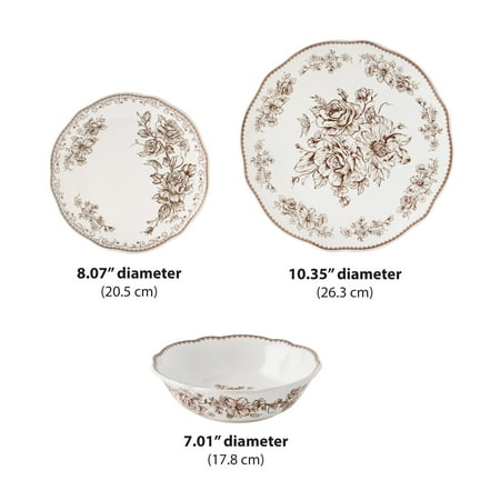 The Pioneer Woman Agatha 12-Piece Stoneware Dinnerware Set, Brown