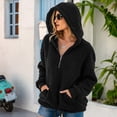thumbnail image 5 of Fesfesfes Women Hooded Flannel Zipper Lace Long Sleeve Casual Sweatshirt Pullover Top Coat Clothes Sale, 5 of 7