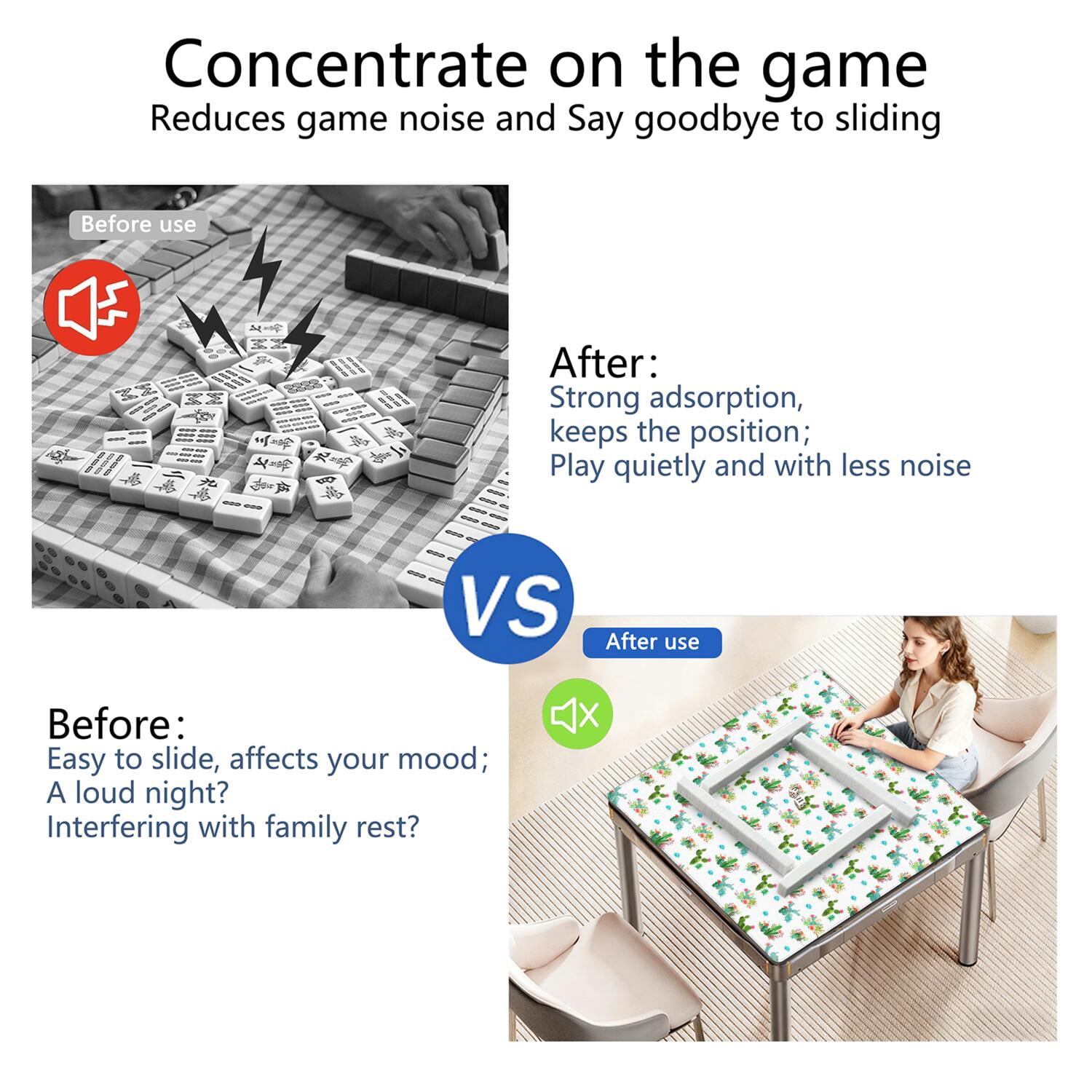 Large 31.5x31.5 Inch Plants Design Game Mat Crafted from Durable Rubber Featuring Anti-Slip Surface and Noise Dampening Properties for Mahjong Card Games