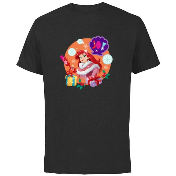 Disney Princess The Little Mermaid Ariel Christmas Joy - Short Sleeve Cotton T-Shirt for Adults - Customized-Royal Heather