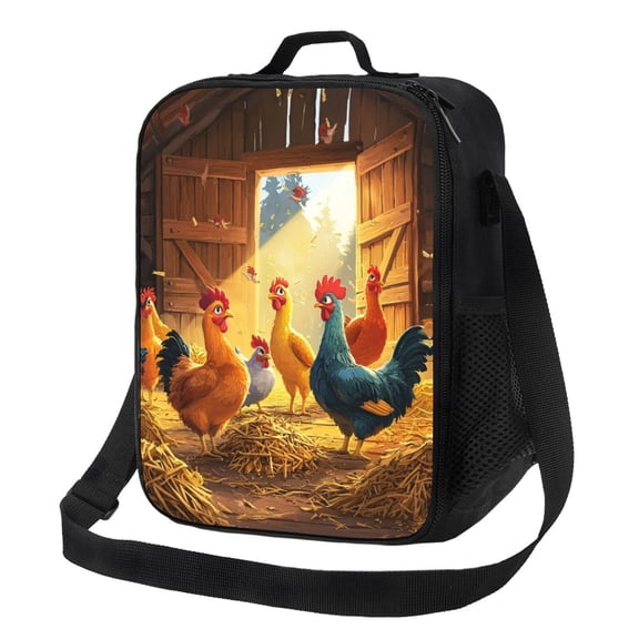 Chicken Lunch Bag Reusable Lunch Box Insulated Tote Bag with Adjustable Shoulder Strap
