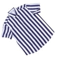 thumbnail image 4 of Camisa de rayas para hombre, cuello vuelto, bloque de color, botonadura sencilla, camiseta de rayas para caballero, azul, blanco, XL, 4 of 15