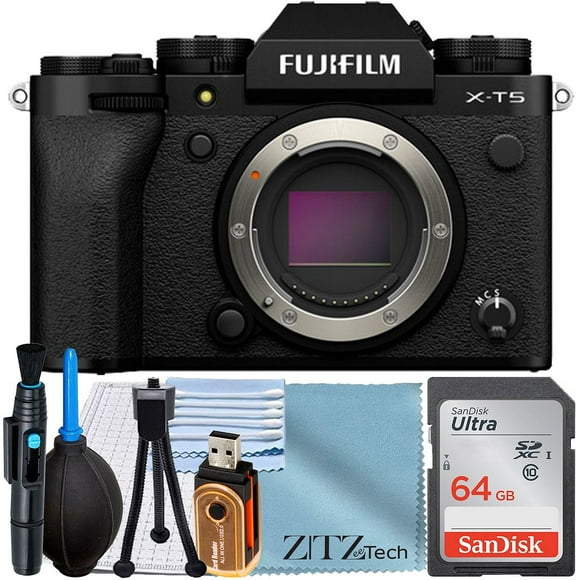FUJIFILM X-T5 Mirrorless Camera-Black (Body Only) with SanDisk 64GB Memory Card + ZeeTech Accessory Bundle