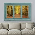 thumbnail image 3 of wall26 Vintage Teal Window Looking Out Into an Orange Forest During The Fall - Canvas Art Home Art - 16"x24", 3 of 5