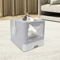 thumbnail image 3 of Loyalheartdy Gray Foldable Cat Litter Box with Lid Plastic Drawer Structure Cat Litter Box with Scoop,Front Entry & Top Exit, Closed Smell Proof Anti-Splashing 50*40*38cm, 3 of 12