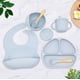 thumbnail image 4 of Plato de silicona para la cena, babero para bebé, cuenco para bebé, vajilla para niños, mantel individual, cuchara, tenedor, juego de taza para refrigerio resistente a caídas, 4 of 6