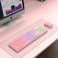 thumbnail image 4 of Wireless Keyboard and Mouse Backlit, Quiet Light Keys Sleep Mode Rechargeable Cordless Combo-pink, 4 of 8