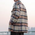 thumbnail image 7 of LEBONYARD Flannel Jacket for Men Fleece Lined Plaid Shirts Shacket Jacket,Fashionable Men's Stripe Long Sleeve Hoodless Casual Outwear Jackets Khaki M, 7 of 7
