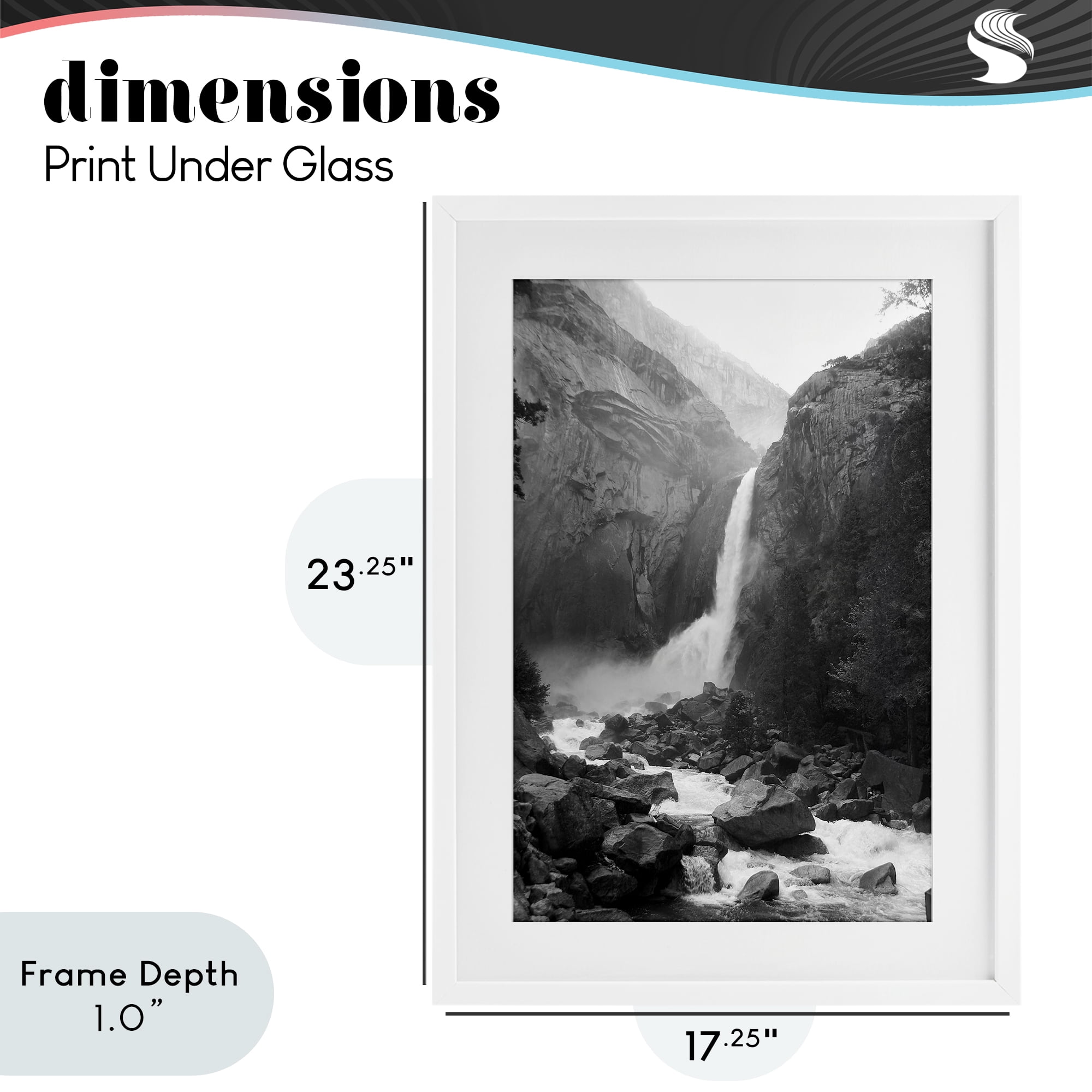 Stupell Industries Rocky Yosemite Falls White Framed Print Under Glass, design by Kim Curinga
