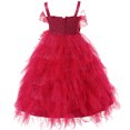 thumbnail image 2 of Richie House Little Girls Magenta Sequined Band Layered Dress 3, 2 of 2