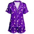 thumbnail image 4 of CONZONE Halloween Pajamas for Women Set Short Sleeve Lace Up Graphic Tops Shorts Pjs 2 Piece Spooky Season Sleepwear, 4 of 4