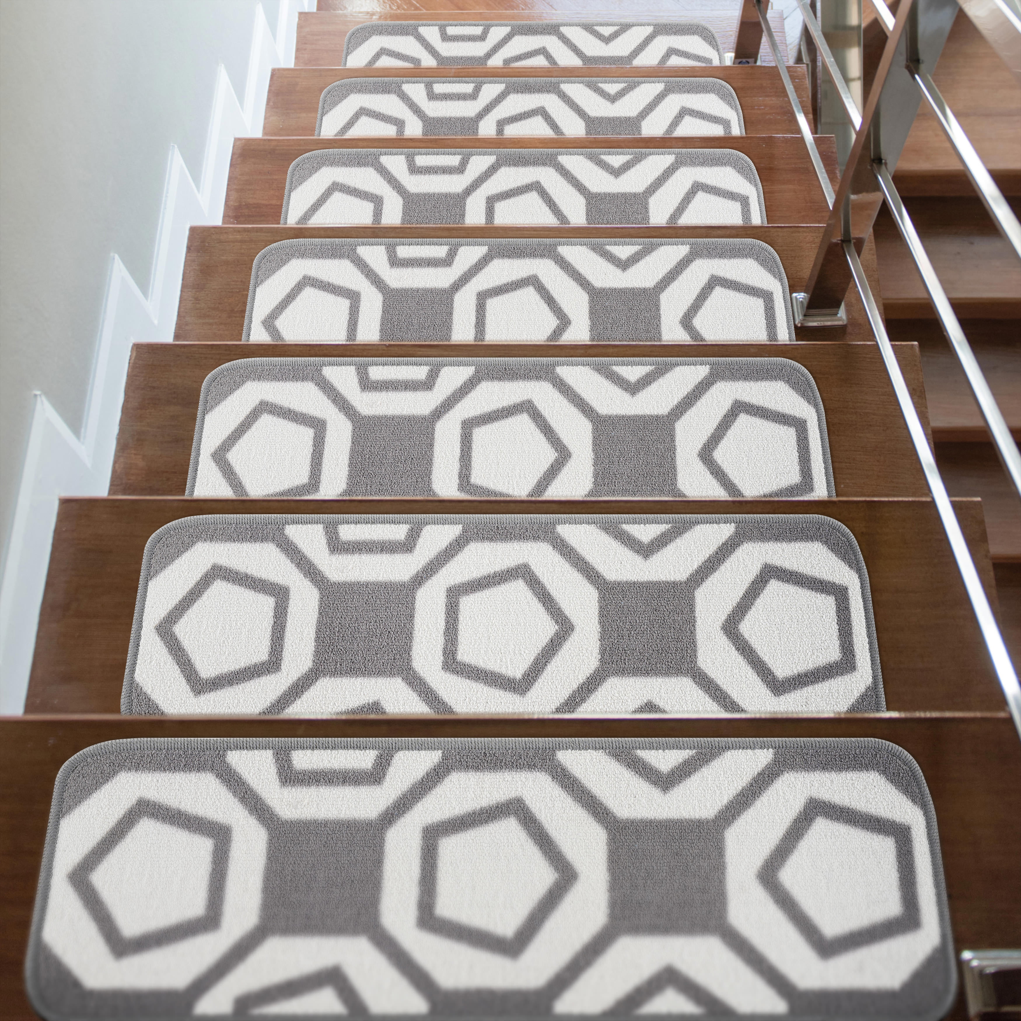 Details about   6-Pcs Non-Slip Regal Stair Treads Rubber Step Mats 9.75"X29.75" Decorative Black 