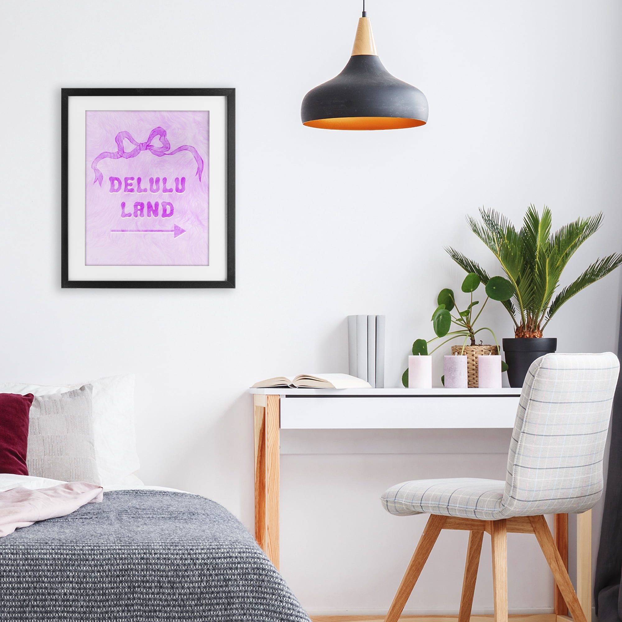 Stupell Industries Delulu Land Feminine Ribbon Black Framed Print Under Glass, design by Ziwei Li