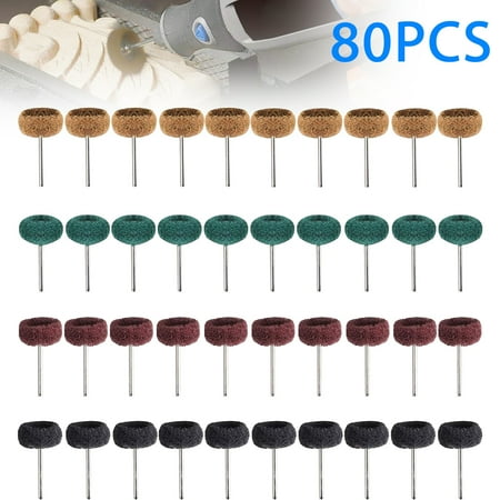 Brown Wheel - TSV 80PCS 25mm Abrasive Wheel Buffing Polishing Wheel Set for Dremel Rotary Tool Kit, Brown 120Grit, Green 180Grit, Red 320Grit, Black 400Grit