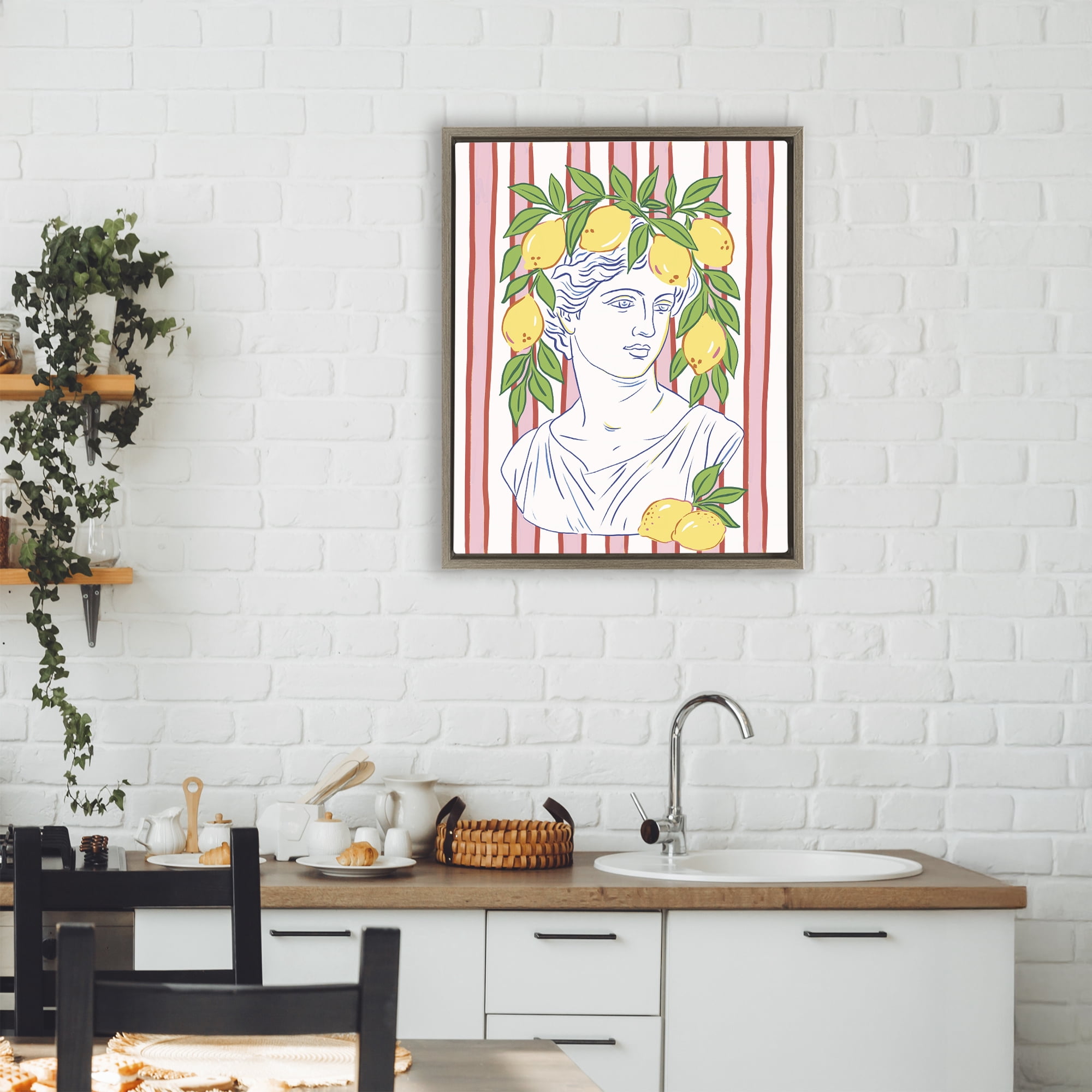Stupell Industries La Limona Sculpture Face Brown Framed Floater Canvas Wall Art, design by Radhika Modi