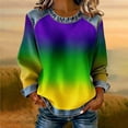 thumbnail image 4 of Hueook Oversized Tshirts for Women Fashion Casual Round Neck Gradient Color Long Sleeve T Shirt Blouse Loose Tops Purple XL, 4 of 5