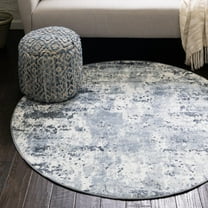 Unique Loom Eos Collection Area Rug - Borealis (5' Round Vintage Blue/Ivory)