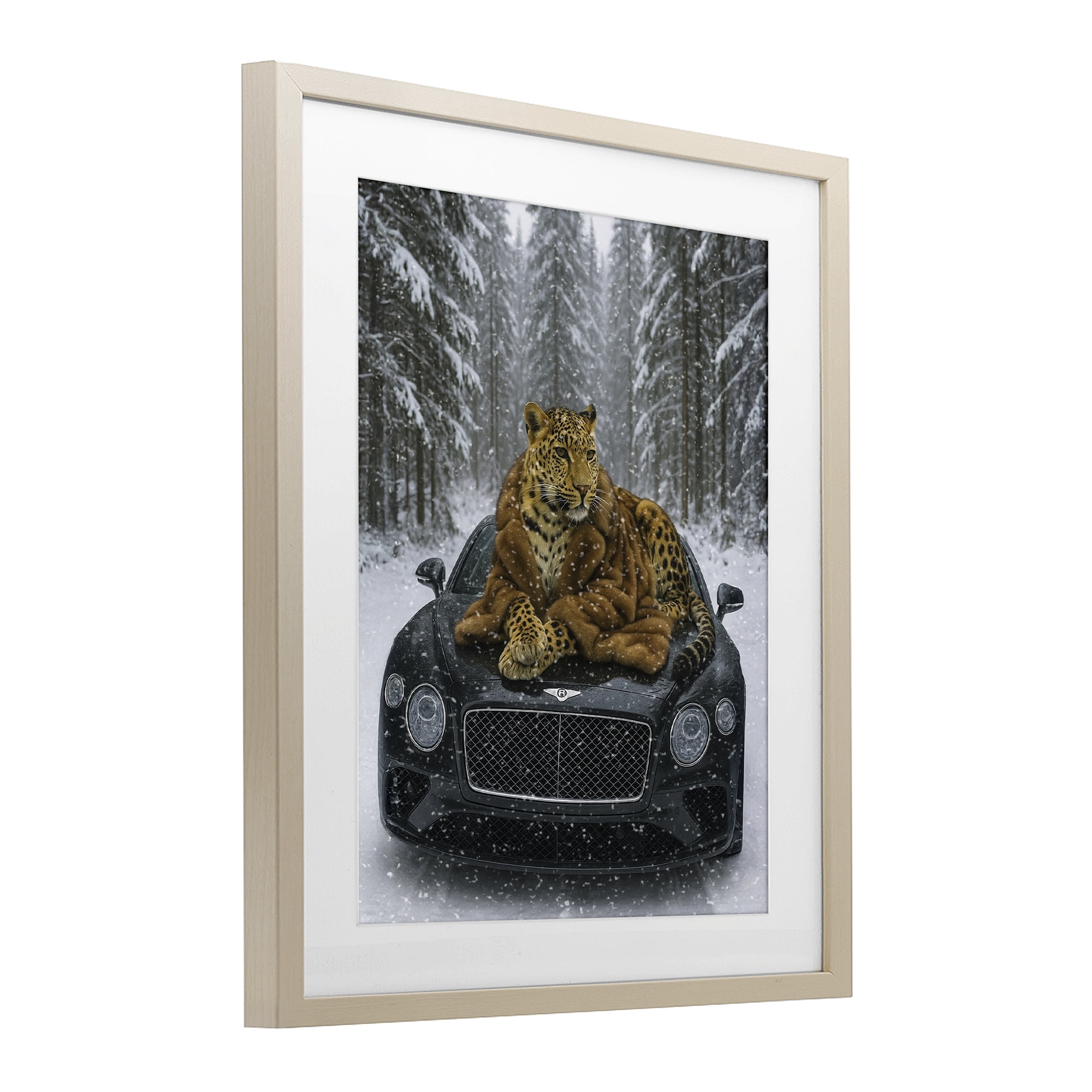 Stupell Industries Luxurious Leopard Winter Woods Birch Framed Print Under Glass, design by Grotto Studios