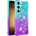 thumbnail image 2 of Compatible with Samsung Galaxy S24 Plus Cute Case Glitter Gradient Quicksand Case Luxury Bling Sparkle Colorful Phone Cover Women Girls Girly Slim Soft TPU Liquid Case,Purple Green, 2 of 15