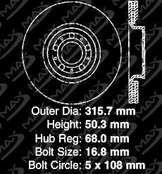 Premium Slotted Drilled Rotors + Ceramic Pads Max Brakes Front Supreme Brake Kit Fits: 2014 14 Volvo XC90 w//12.44 Front Rotor KM141831