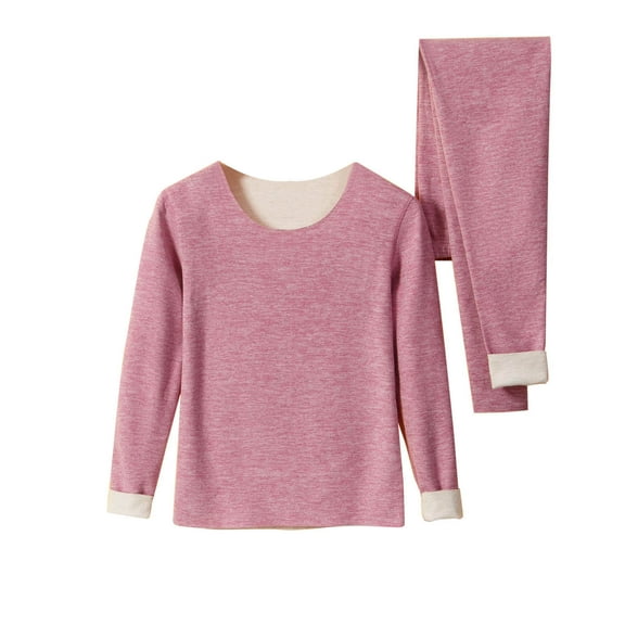 Fengactive Women's Thermal Underwear Pajama Set Slim Fit Round Collar Long Sleeve Top Fall Warm Comfy Sleepwear