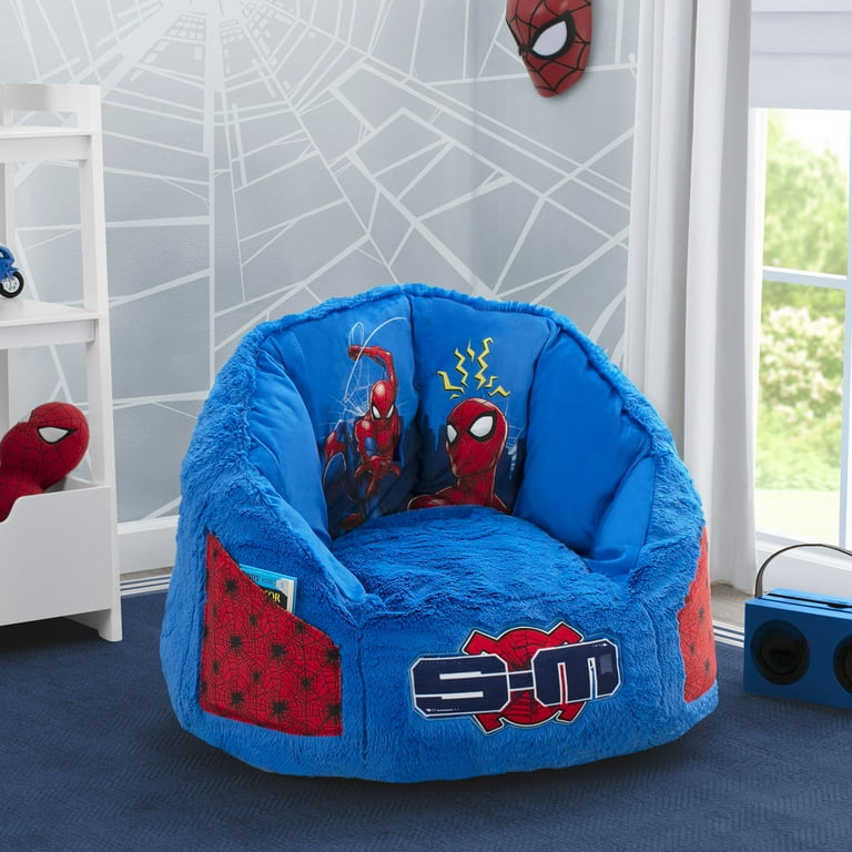 Spider Man Cozee Fluffy Chair with Memory Foam Seat by Delta Children Kid Size For Kids Up To 10 Years Old