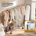 thumbnail image 5 of LZNIOZ 660 lbs Heavy Duty Clothes Rack, Garment Rack with Wheels and 2 Mesh Shelves, Stainless Steel Clothing Racks for Hanging Clothes Organizer , 66"L×71"H×17"W, 5 of 11