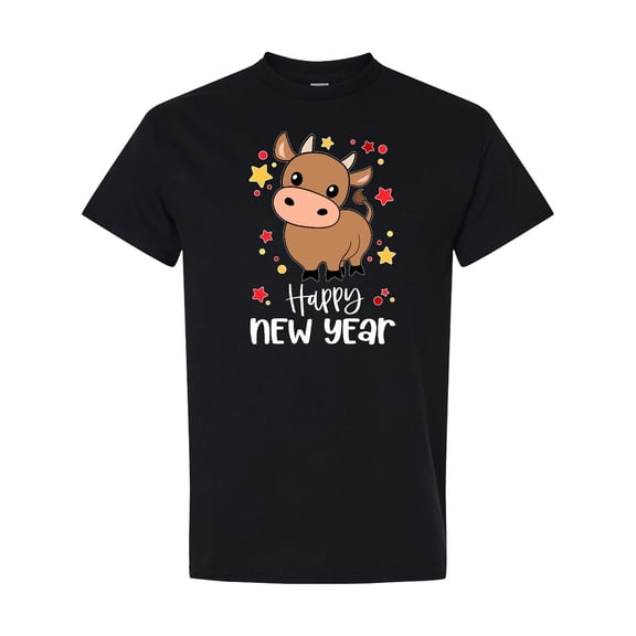 Inktastic Happy New Year Cute Ox T-Shirt