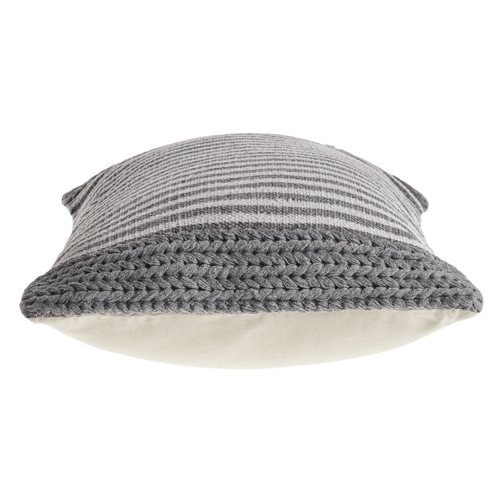Lr Home Micah 20" x 20" Gray/Ivory Striped Cotton Blend Adult Decorative Throw Pillow