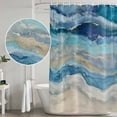 thumbnail image 6 of Blue Coastal Shower Curtain, Waterproof Shower Curtains for Bathroom, Summer Beach Nautical Abstract Art Washable Fabric Cloth Bathroom Curtain Set Bathtub Decor with Hook 72''x78'', 6 of 9