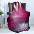 thumbnail image 4 of Theatre Soft Flannel Fleece Throw Blanket, Stage Aubergine Drapes Curtains Actor and Actress Watching a Play Illustration, Cozy Plush for Indoor and Outdoor Use, 70" x 90", Fuchsia Pink, by Ambesonne, 4 of 5