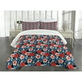 thumbnail image 3 of Ambesonne Tropical Quilted Bedspread Set 3 Pcs, Hibiscus Plumeria, King Size, Multicolor, 3 of 5