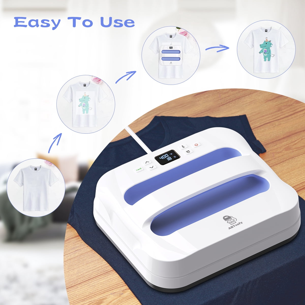ARTeefy HP3 12" x 10" Portable Heat Press Machine for T-Shirts, Sublimation and HTV Vinyl, Purple
