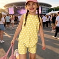 thumbnail image 2 of Summer Outfits for Kids Girls Size 7-8 Girls 2 Piece Outfits Cute Clothing Sets Vacation Short Sleeve T Shirts Top and Shorts Athletic Tracksuit Yellow 12-13 Years, 2 of 8