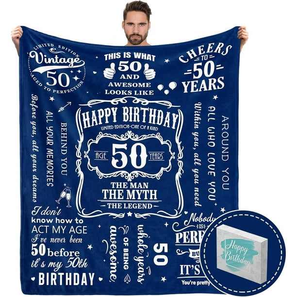 LHSHID 50th Birthday Gifts for Him Best 50th Birthday Gifts Blanket for Men Mens 50th Birthday Gift Ideas Gifts for 50 Year Old Man 50 Year Old Birthday Gift for Men 40"x50"