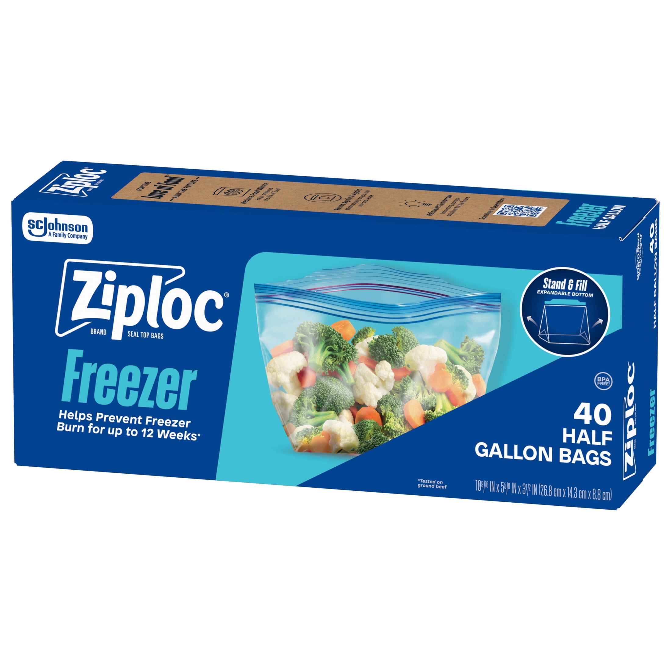 Ziploc¬Æ Freezer Half Gallon Bags, Grip 'n Seal, 40 ct - Walmart.com