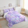thumbnail image 4 of Feelyou Purple Flower Floral Bedding Comforter Set for Kids, Mystic Stars Print Twin Comforter Sets, Cartoon Starry Sky Reversible Bedding Set, Super Cozy Room Decor, 2pcs, 4 of 9