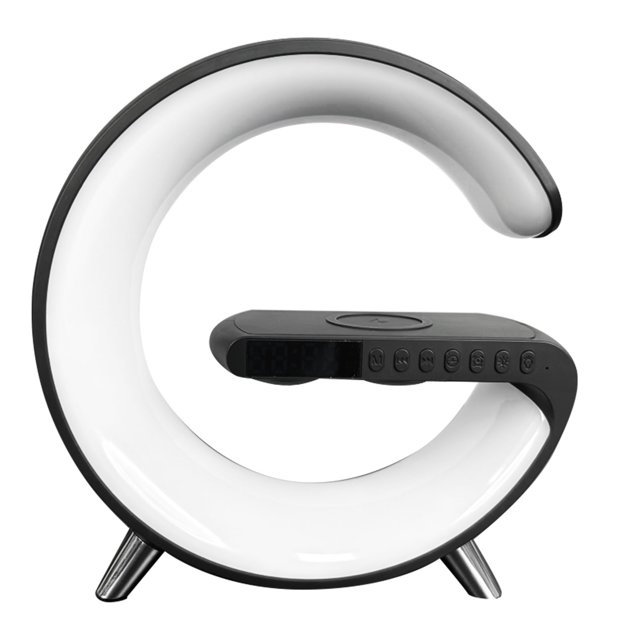 Luz ambiental inteligente, 15W, carga inalámbrica, Altavoz Bluetooth, despertador, lámpara ambiental inteligente para el hogar, enchufe europeo