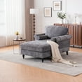 thumbnail image 3 of [New] Oversized Chaise Lounge Indoor,Chenille Single Sofa Bed with Wide Seat,Upholstered Lazy Sleeper Armchair,Reading Couch Set for Living Room,Bedroom,5 Colors, 3 of 18
