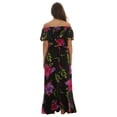 thumbnail image 3 of Riviera Sun Rayon Crepe Printed Maxi Dress for Women (3X, Black - Purple Floral), 3 of 3