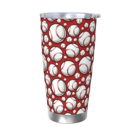 

Cauagu Cute Baseball Pattern 20oz Tumbler Stainless Steel Vacuum Insulated Tumbler with Lid Insulated Coffee Mug Thermal Cup with Splash Proof Sliding Lid-Without Straw
