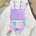 thumbnail image 3 of OYXSER Girl's 2 Piece Tankini Swimsuits Flowy Ruffle Flounce Floral Print Cute Bathing Suits, Purple 7-8Y, 3 of 7