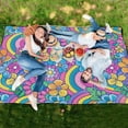 thumbnail image 6 of Groovy Rainbow and Flowers Extra Large Picnic Beach Blanket Waterproof Sand Proof Portable Outdoor Mat 80x118, 6 of 9