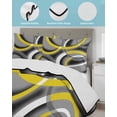 thumbnail image 4 of Yellow Geometric Twin Size Down Alternative Comforter, Lightweight Comforter Quilt Bedding Set with Pillow Shams Gray Black Retro Abstract Stripes Lines All Seasons Bed Comforter Duvet Insert 68"x86", 4 of 7