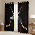thumbnail image 2 of Homewish Bhockey Sport Game Blackout Curtains Set of 2 (52x84 Each),Geometric Honceycomb Hexagon Window Curtains,Black Brown Red Curtains and Drapes For Boys Kids,Super Cozy Room Decor, 2 of 6