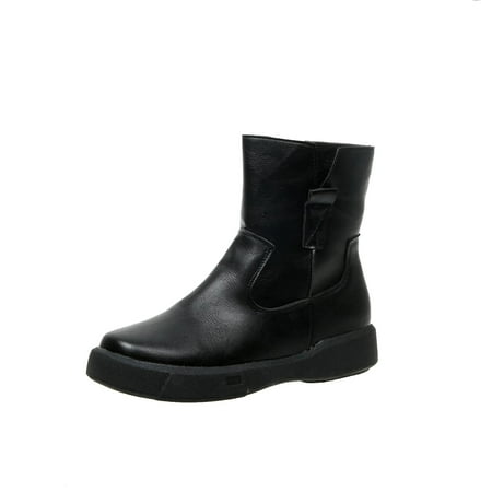 

Sentuca Autumn New Waterproof Side Zipper Flat Retro Boots Women Flat Heel Short Tube Women s Boots