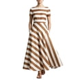 thumbnail image 2 of Karymi Stripe Boat Neck Short Sleeve Midi Dress, Vertical & Diagonal Stripe Patchwork Side Pockets Flowy A-Line Casual Sundress Summer Dresses for Women 2026, 2 of 5